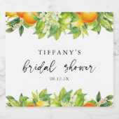 Moderne zomer sinaasappels citroen citrus bruidsdo sparkling wijnetiket (Enkel label)