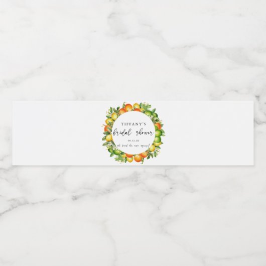 Moderne Zomer Sinaasappels Citroen Citrus Vrijgeze Waterfles Etiket (Enkel label)