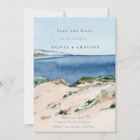 Moderne zomer strand trouwdatum aankondiging (Voorkant)