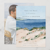 Moderne zomer strand trouwdatum aankondiging (Voorkant / Achterkant)
