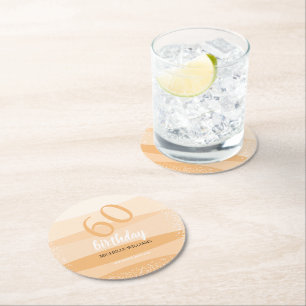 Moderne zomer verjaardagsfeestje in roze ronde kartonnen onderzetter