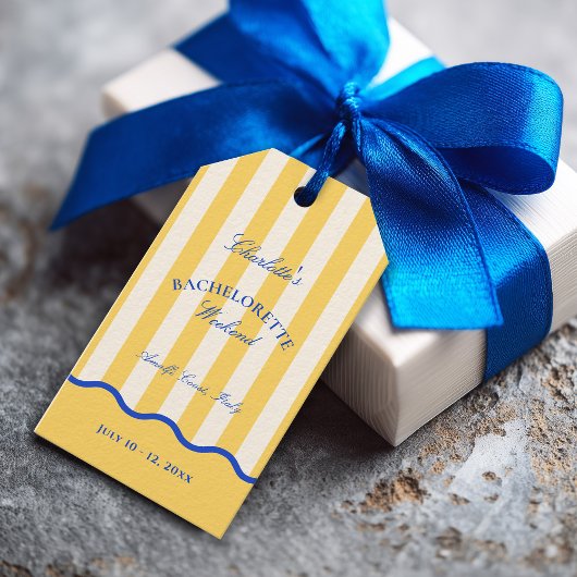 Moderne zomer vrijgezellenweekend cadeaulabel