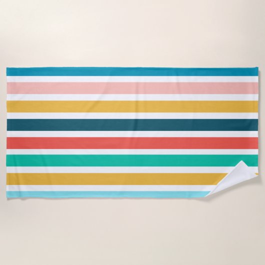 Moderne zomerkleurige verticale strepen strandlaken (Voorkant)