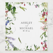 Moderne zomerse kalligrafie bruiloft met wilde blo wijn etiket (Enkel label)