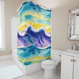 Moderne zomerzonneschijn waterverf schilderij douchegordijn