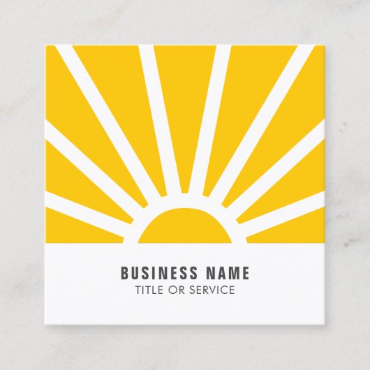 Moderne zon zonzon - geel wit vierkante visitekaartje (Voorkant)