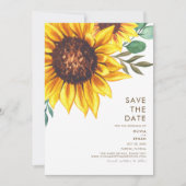 Moderne Zonnebloem Bloemen Botanische Bruiloft Save The Date (Voorkant)