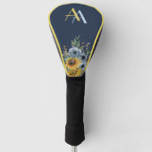 Moderne Zonnebloem Bloemen Custom Monogram Golfheadcover (Voorkant)