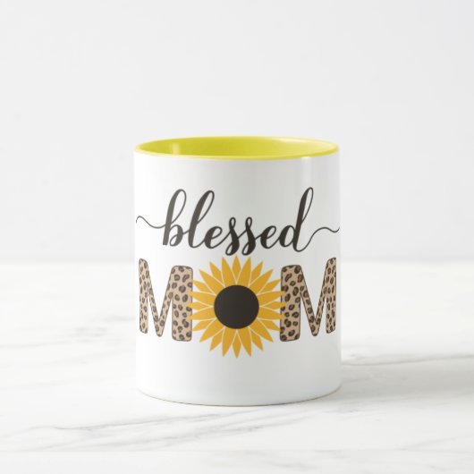 Moderne zonnebloem & Cheetah Blessed makoffee Mok (Midden)