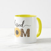 Moderne zonnebloem & Cheetah Blessed makoffee Mok (Voorkant rechts)