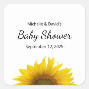 Moderne Zonnebloem Eenvoudig Bloemen Baby shower Vierkante Sticker