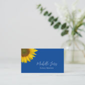 Moderne zonnebloem Elegant Blue Botanical Visitekaartje (Staand voorkant)