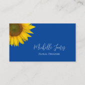 Moderne zonnebloem Elegant Blue Botanical Visitekaartje (Voorkant)