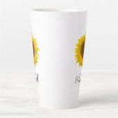 Moderne zonnebloem Elegant Script Typografie Latte Mok (Voorkant)