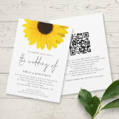 Moderne Zonnebloem QR Code Bruiloft Kaart