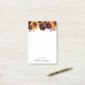 Moderne Zonnebloem Roos Floral Waterverf Post-it® Notes (Op bureau)