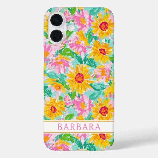 Moderne Zonnebloem Schildering Monogram Case-Mate iPhone Case (Achterkant)
