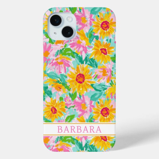 Moderne Zonnebloem Schildering Monogram Case-Mate iPhone Case (Achterkant)