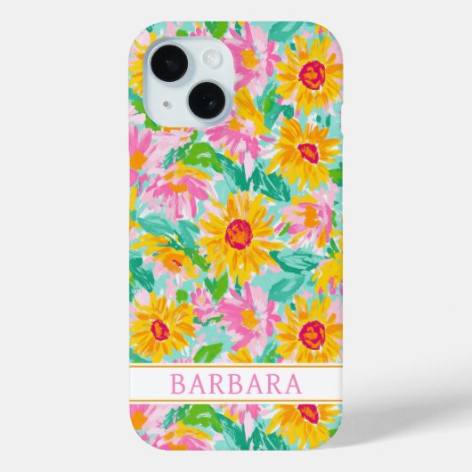 Moderne Zonnebloem Schildering Monogram Case-Mate iPhone Case (Achterkant)