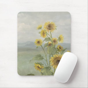 Moderne zonnebloem Watercolor & gepersonaliseerd b Muismat
