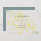 Moderne zonnebloemen groen blad Sage Goud Bruiloft Briefkaart (Voorkant / Achterkant)