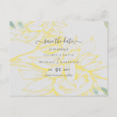 Moderne zonnebloemen groen blad Sage Goud Bruiloft Briefkaart (Voorkant)