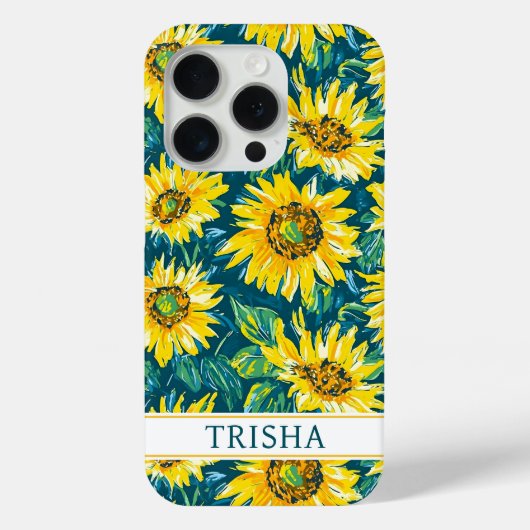 Moderne Zonnebloemen met Monogram Case-Mate iPhone Case (Achterkant)