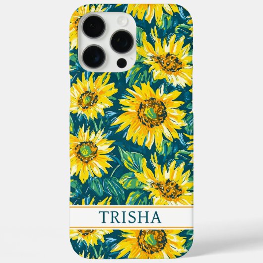 Moderne Zonnebloemen Met Monogram Case-Mate iPhone Case (Achterkant)
