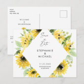 Moderne zonnebloemen weduwschap redden Datum Anno Aankondigingskaart (Voorkant / Achterkant)