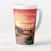 Moderne zonsondergang in het midden van de eeuw latte mok (Rechterhoek)