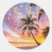 Moderne Zonsondergang & Sterren Zomer Bruidsdouche Ronde Sticker (Voorkant)