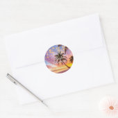 Moderne Zonsondergang & Sterren Zomer Bruidsdouche Ronde Sticker (Envelop)