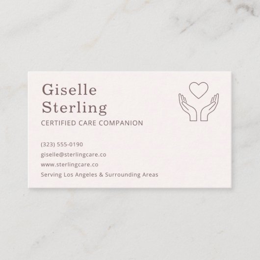 Moderne zorgverlener en senior metgezel service visitekaartje (Voorkant)