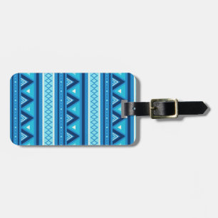Moderne Zuidwestelijke Geometrische, Blauwe & Turk Bagagelabel