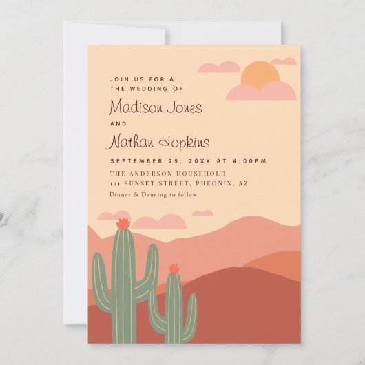 Moderne Zuidwestelijke Woestijn Trouw Uitnodiging (Voorkant)