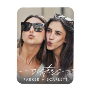 Moderne Zusters Maak Je Eigen Fotoscript Magneet