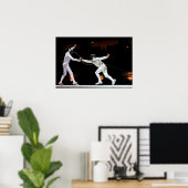 Moderne zwaardbestrijding tweeledig poster (Thuiskantoor)