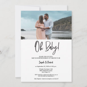 Moderne zwangerschapsfoto Oh Baby Couple Shower Kaart