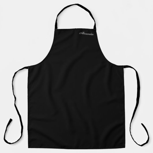 Moderne Zwart Blank sjabloon, Wit Script Schort (Voorkant)