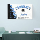 Moderne zwart blauw wit 2023 diploma feest spandoek (Beurs)