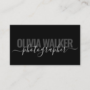 Moderne Zwart Chic Signature Script Fotograaf Visitekaartje