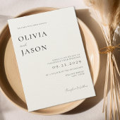 Moderne Zwart en Ecru Minimale Bruiloft Kaart