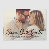 Moderne Zwart Geborsteld Script Foto Opslaan Onze (Voorkant)