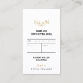 Moderne Zwart & Goud Bloemen Kleding Hang Label (Achterkant)