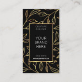 Moderne Zwart & Goud Bloemen Kleding Hang Label (Voorkant)