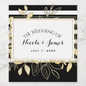 Moderne Zwart Goud Botanische Glamour Chique Wijn Wijn Etiket (Enkel label)