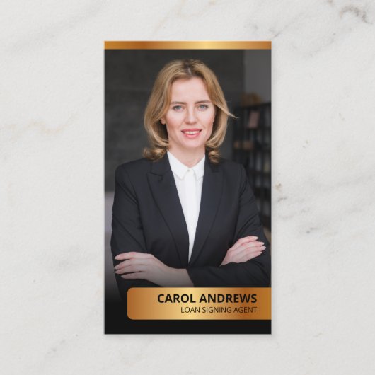 Moderne Zwart Goud Lening Signing Agent Notaris Op Visitekaartje (Voorkant)