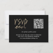 Moderne Zwart & Goud QR Code RSVP Kaartje (Voorkant)