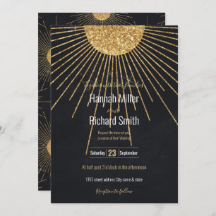 Moderne Zwart Goud Schijnende Zon