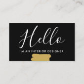 Moderne Zwart Goud Vrouwelijke Girly Script Brush Visitekaartje (Achterkant)